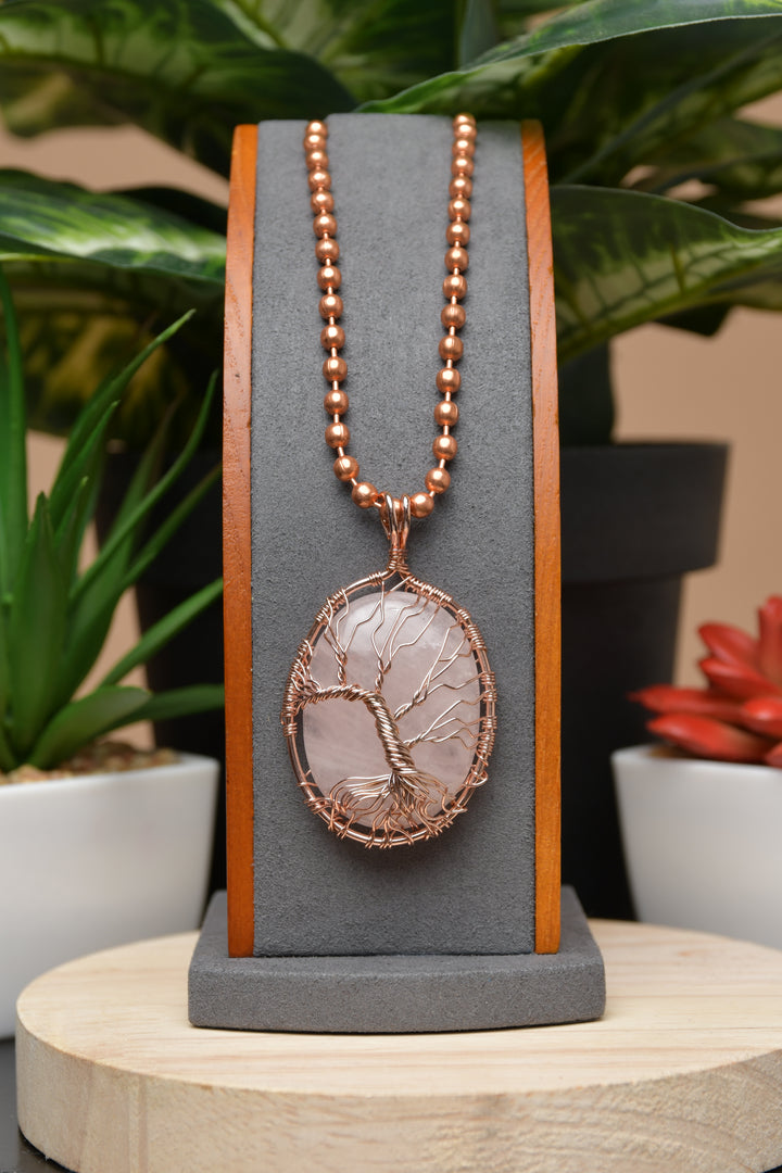 Copper tree of life (Rose Quartz)