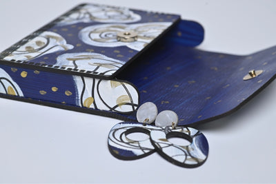 Wooden Electric blue Clutch